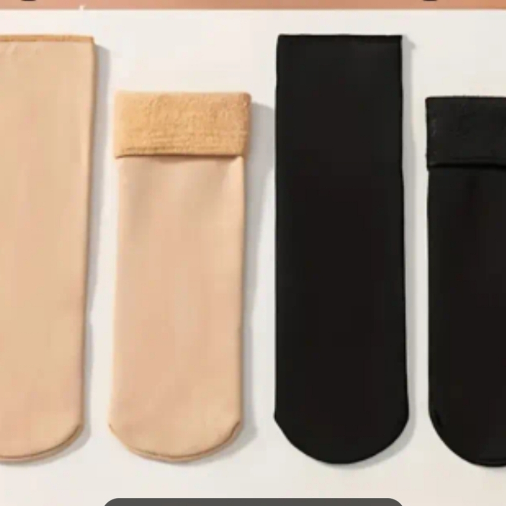 Thermal Fleece-Lined Winter Socks Cozy Warm, 4 Pair NEW